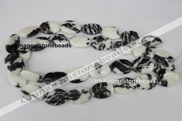 CZJ221 15.5 inches 18*25mm oval black & white zebra jasper beads