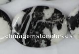 CZJ222 15.5 inches 30*40mm oval black & white zebra jasper beads