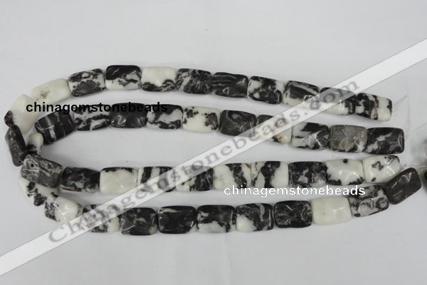 CZJ226 15.5 inches 13*18mm rectangle black & white zebra jasper beads