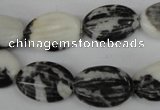 CZJ230 13*18mm carved oval black & white zebra jasper beads