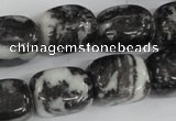 CZJ235 15.5 inches 13*18mm nugget black & white zebra jasper beads