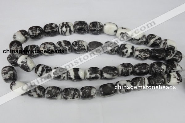 CZJ235 15.5 inches 13*18mm nugget black & white zebra jasper beads