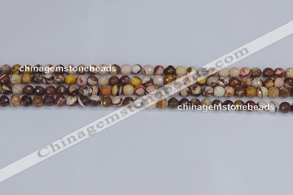 CZJ278 15.5 inches 4mm faceted round zebra jasper beads