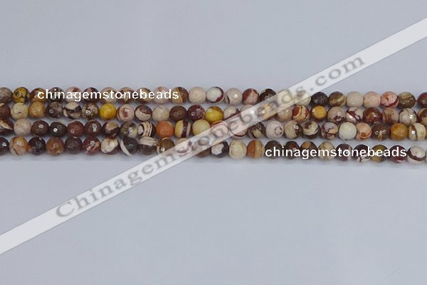 CZJ279 15.5 inches 6mm faceted round zebra jasper beads
