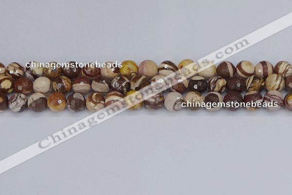 CZJ281 15.5 inches 10mm faceted round zebra jasper beads