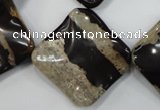 CZJ304 15.5 inches 28*28mm wavy diamond zebra jasper beads wholesale