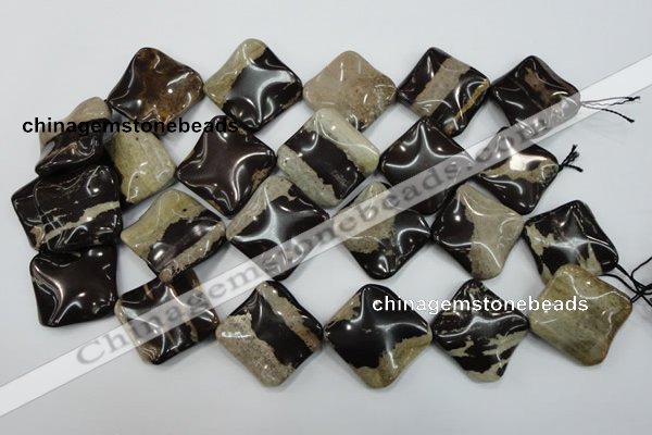 CZJ304 15.5 inches 28*28mm wavy diamond zebra jasper beads wholesale