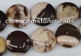 CZJ362 15.5 inches 16mm flat round zebra jasper beads wholesale