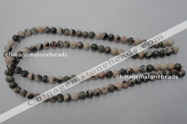 CZJ402 15.5 inches 8mm round pink zebra jasper beads wholesale