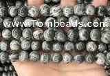 CZJ414 15.5 inches 12mm round green zebra jasper beads wholesale