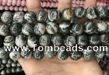 CZJ415 15.5 inches 14mm round green zebra jasper beads wholesale