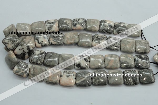 CZJ51 16 inches 20*20mm square zebra jasper gemstone beads wholesale