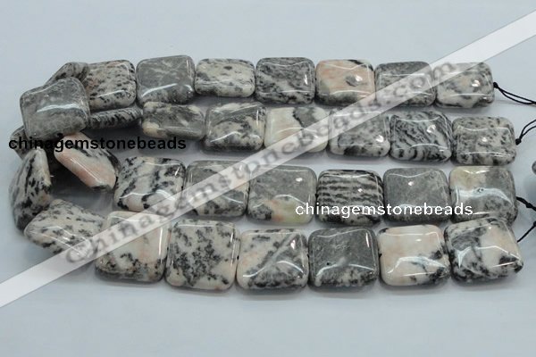 CZJ52 16 inches 25*25mm square zebra jasper gemstone beads wholesale