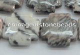 CZJ53 16 inches 25*25mm cross zebra jasper gemstone beads wholesale