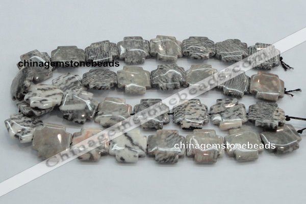 CZJ53 16 inches 25*25mm cross zebra jasper gemstone beads wholesale