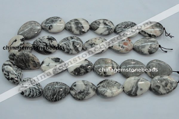 CZJ55 16 inches 22*30mm teardrop zebra jasper gemstone beads wholesale