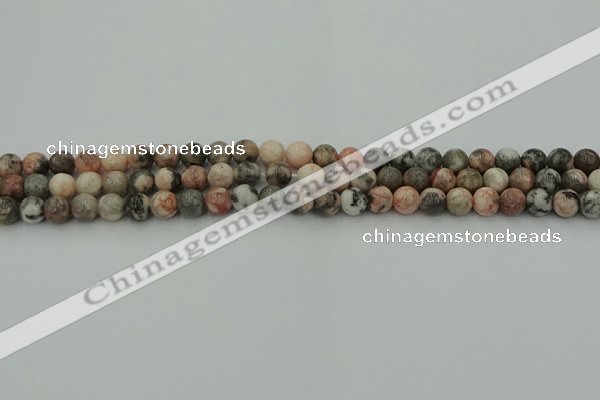 CZJ550 15.5 inches 4mm round pink zebra jasper beads wholesale