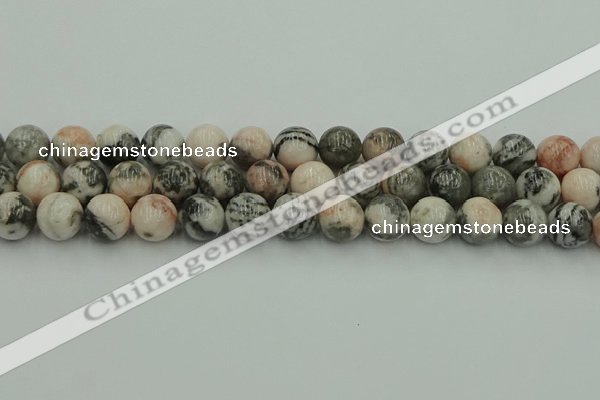 CZJ554 15.5 inches 12mm round pink zebra jasper beads wholesale