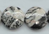 CZJ56 16 inches 25mm flat round zebra jasper gemstone beads wholesale