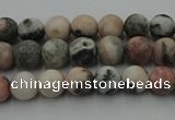 CZJ560 15.5 inches 4mm round matte pink zebra jasper beads