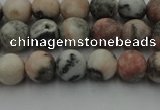 CZJ561 15.5 inches 6mm round matte pink zebra jasper beads