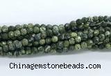 CZJ580 15.5 inches 4mm faceted round green zebra jasper gemstone beads