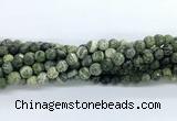 CZJ581 15.5 inches 6mm faceted round green zebra jasper gemstone beads