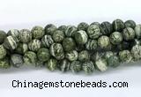 CZJ582 15.5 inches 8mm faceted round green zebra jasper gemstone beads