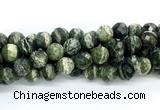 CZJ583 15.5 inches 10mm faceted round green zebra jasper gemstone beads