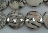 CZJ62 15.5 inches 20mm flat round zebra jasper gemstone beads