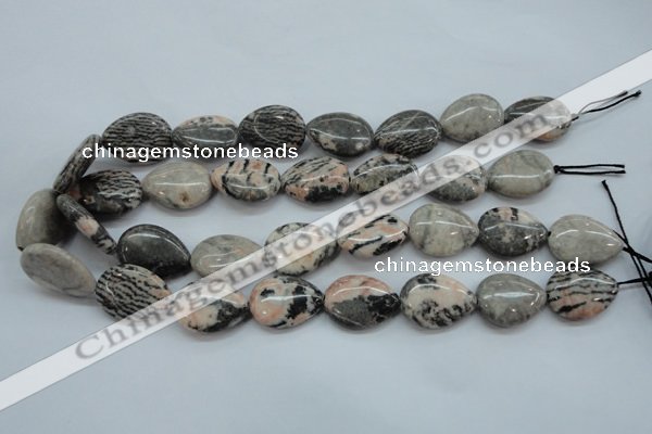 CZJ70 15.5 inches 18*25mm flat teardrop zebra jasper gemstone beads