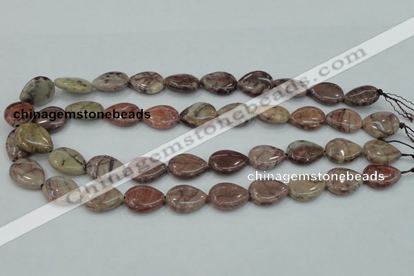 CZJ81 16 inches 15*20mm flat teardrop red zebra jasper beads wholesale