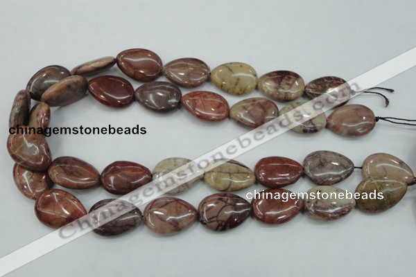 CZJ82 16 inches 18*25mm flat teardrop red zebra jasper beads wholesale