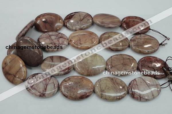 CZJ85 16 inches 30*40mm oval red zebra jasper beads wholesale