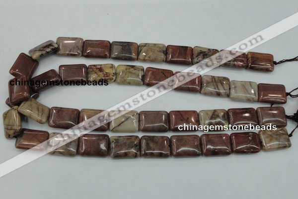 CZJ86 16 inches 15*20mm rectangle red zebra jasper beads wholesale