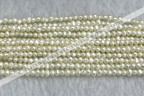 FWP01 14.5 inches 1.5mm - 1.8mm potato white freshwater pearl strands