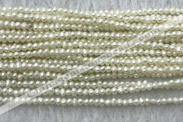 FWP02 14.5 inches 1.5mm - 1.8mm potato white freshwater pearl strands