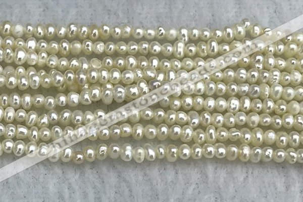 FWP04 14.5 inches 1.8mm - 2.1mm potato white freshwater pearl strands