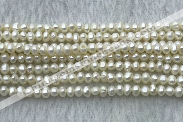 FWP09 14.5 inches 2.5mm - 3mm potato white freshwater pearl strands