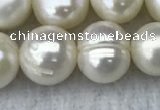 FWP100 15 inches 9mm - 10mm potato white freshwater pearl strands