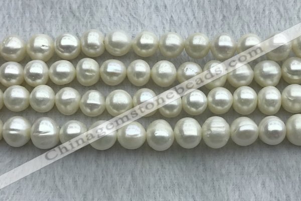 FWP101 15 inches 9mm - 10mm potato white freshwater pearl strands