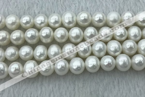 FWP104 15 inches 9mm - 10mm potato white freshwater pearl strands