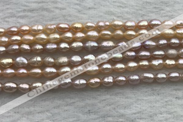 FWP156 14.5 inches 3.8mm rice purple freshwater pearl strands