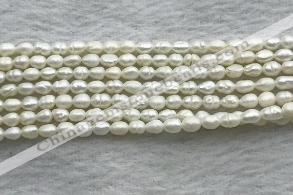 FWP157 14.5 inches 3mm - 4mm rice white freshwater pearl strands