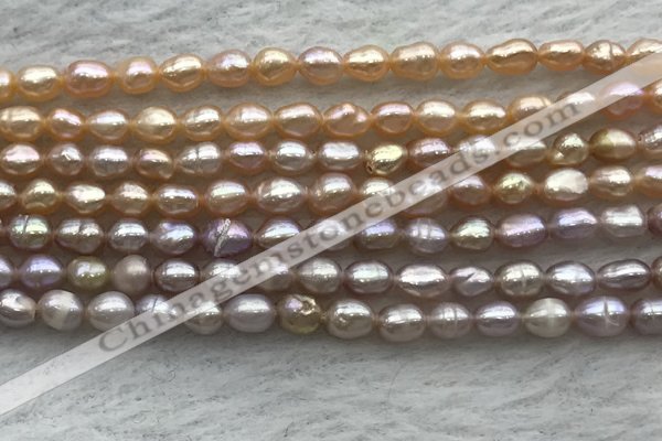 FWP160 14.5 inches 4.2mm rice purple freshwater pearl strands