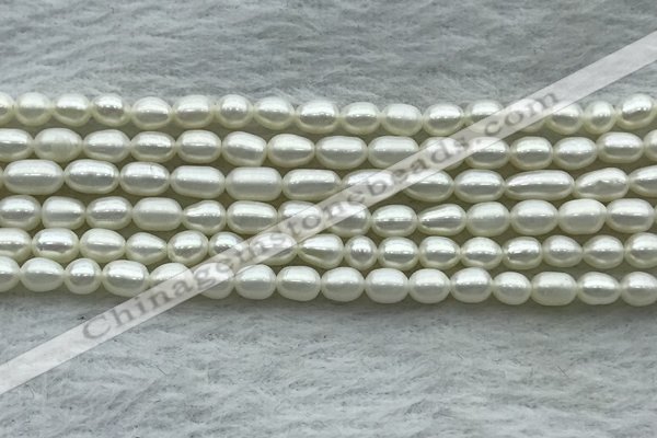 FWP161 14.5 inches 3.5mm - 4mm rice white freshwater pearl strands