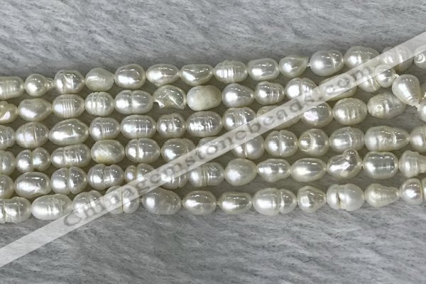 FWP165 14.5 inches 4mm - 5mm rice white freshwater pearl strands