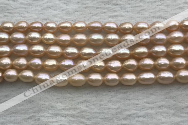 FWP168 14.5 inches 4mm - 5mm rice light purple freshwater pearl strands