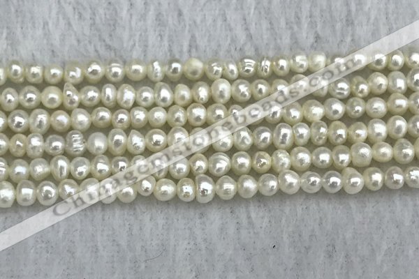 FWP17 14.5 inches 3.2mm - 3.7mm potato white freshwater pearl strands