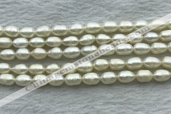 FWP172 14.5 inches 5mm - 6mm rice white freshwater pearl strands